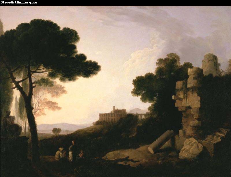 Richard Wilson Landscape Capriccio with Tomb of the Horatii and Curiatii, and the Villa of Maecenas at Tivoli